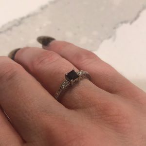 White gold sapphire and diamond ring Art Deco